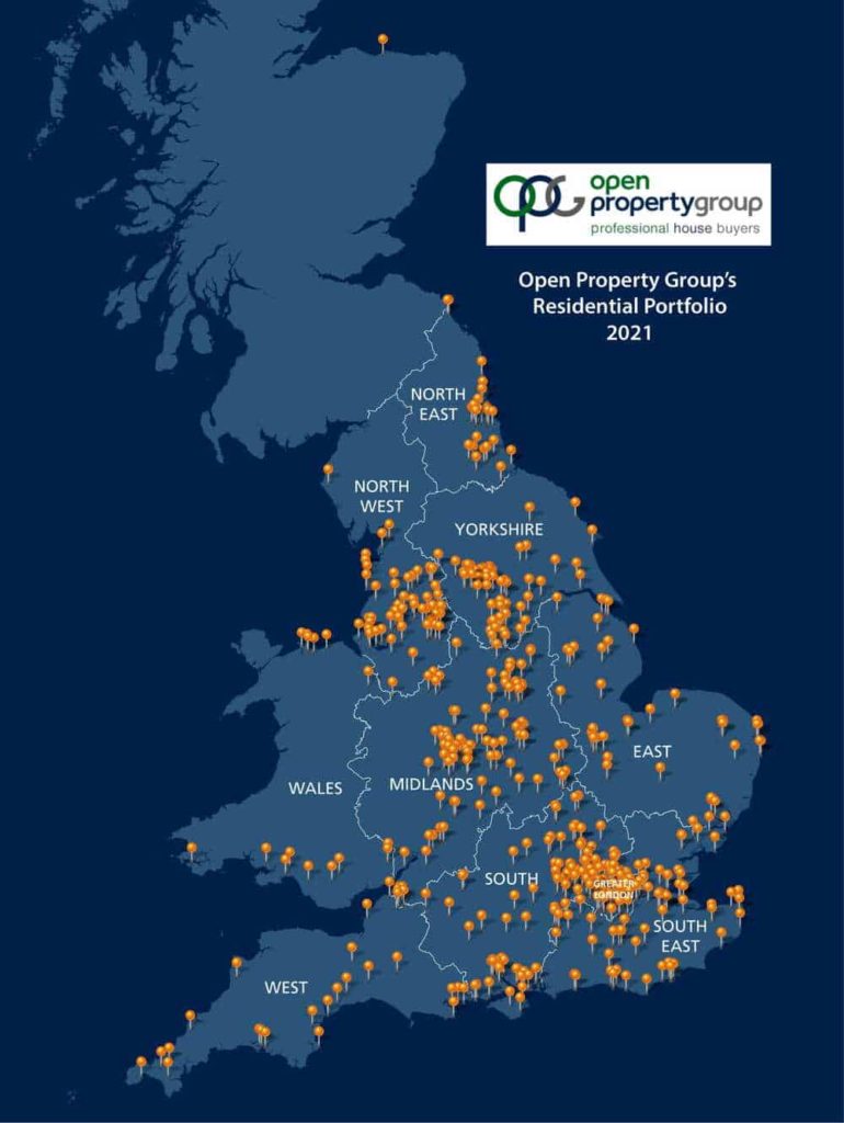 Map-view of Properties sold by Open Property Group